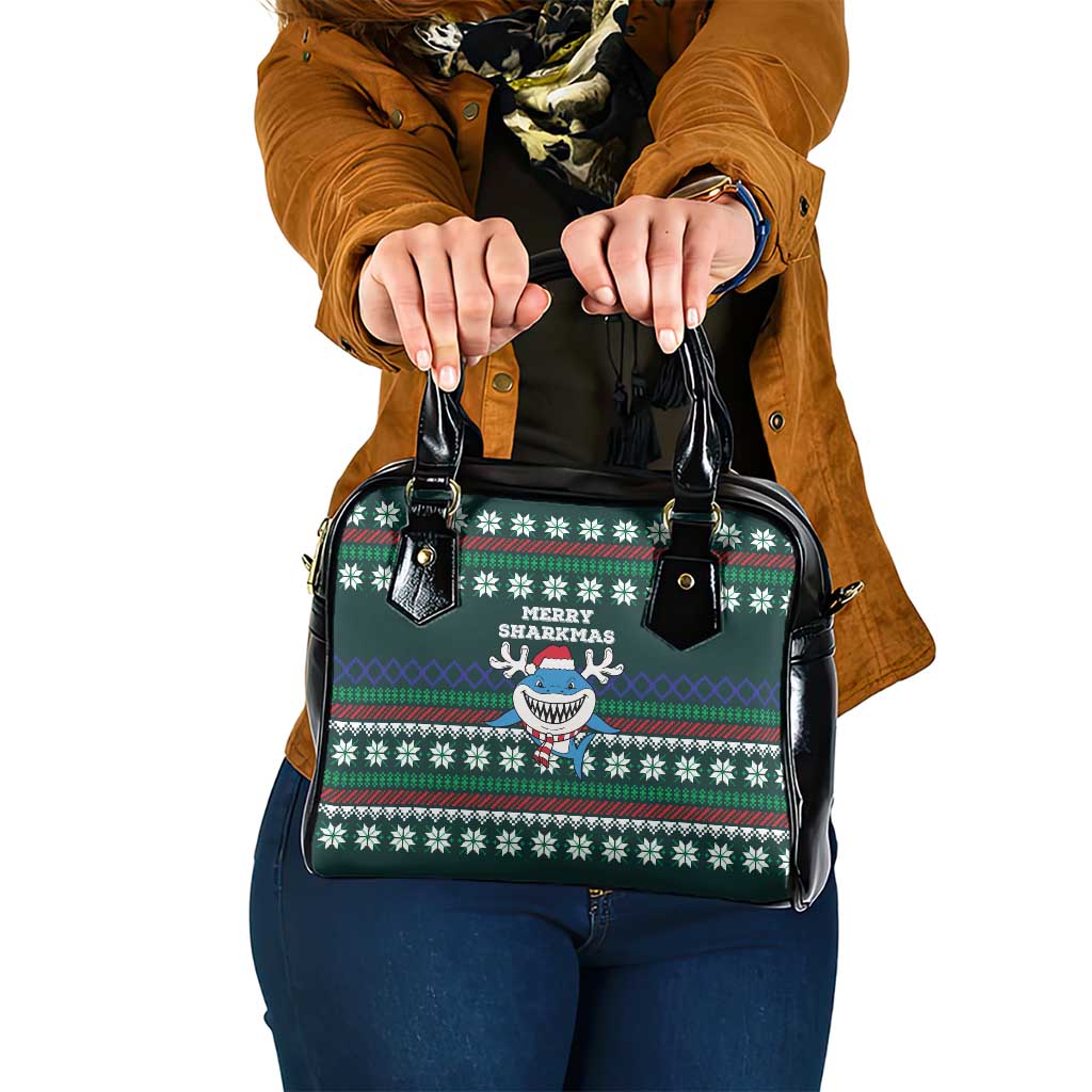 Merry Sharkmas Christmas Shoulder Handbag Xmas Holiday Patterns - Wonder Print Shop