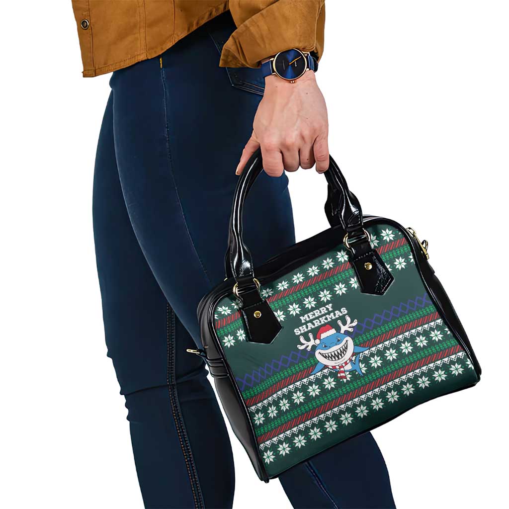 Merry Sharkmas Christmas Shoulder Handbag Xmas Holiday Patterns - Wonder Print Shop