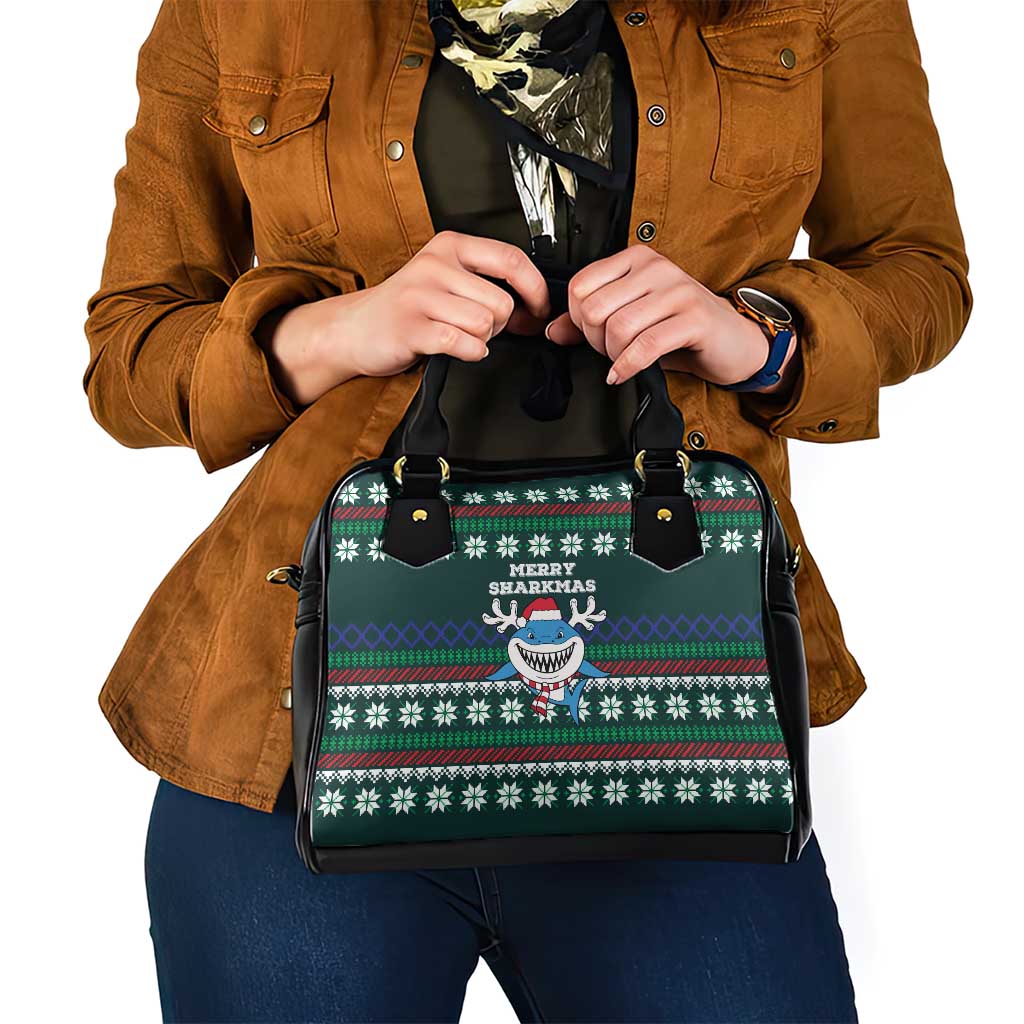 Merry Sharkmas Christmas Shoulder Handbag Xmas Holiday Patterns - Wonder Print Shop
