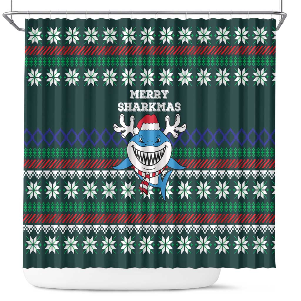 Merry Sharkmas Christmas Shower Curtain Xmas Holiday Patterns - Wonder Print Shop