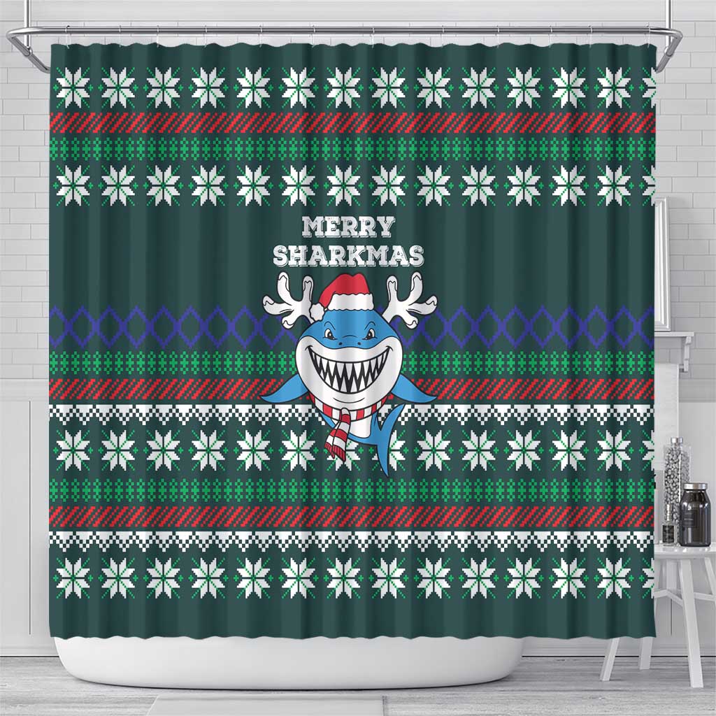 Merry Sharkmas Christmas Shower Curtain Xmas Holiday Patterns - Wonder Print Shop