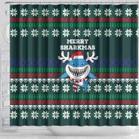 Merry Sharkmas Christmas Shower Curtain Xmas Holiday Patterns - Wonder Print Shop