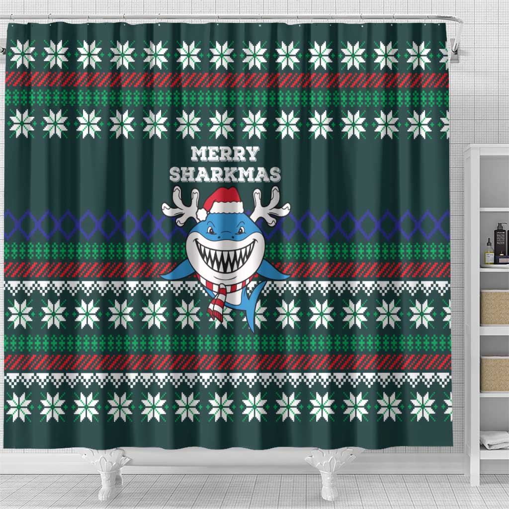 Merry Sharkmas Christmas Shower Curtain Xmas Holiday Patterns - Wonder Print Shop