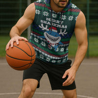 Merry Sharkmas Christmas Sleeveless Hoodie Xmas Holiday Patterns - Wonder Print Shop