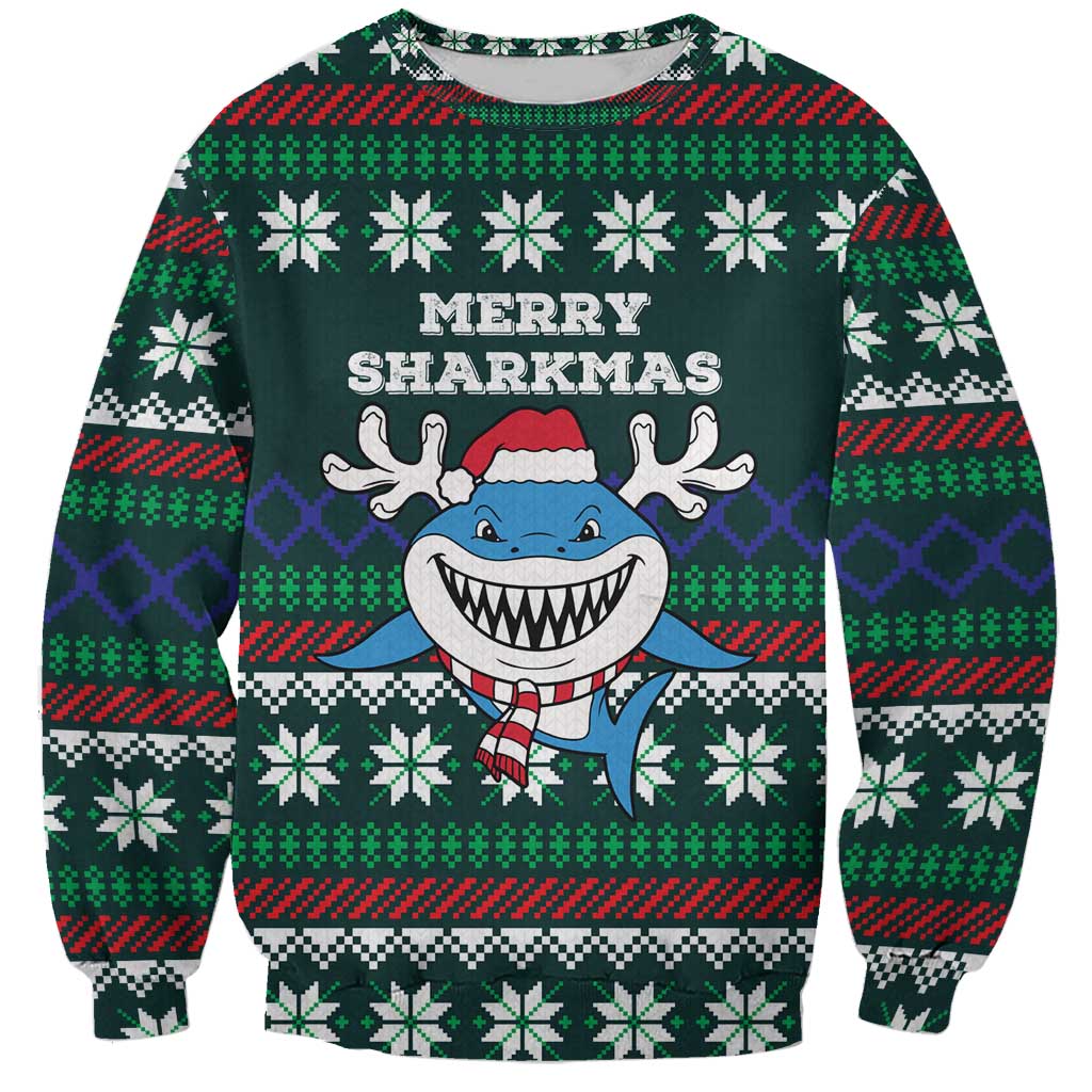 Merry Sharkmas Christmas Sweatshirt Xmas Holiday Patterns - Wonder Print Shop