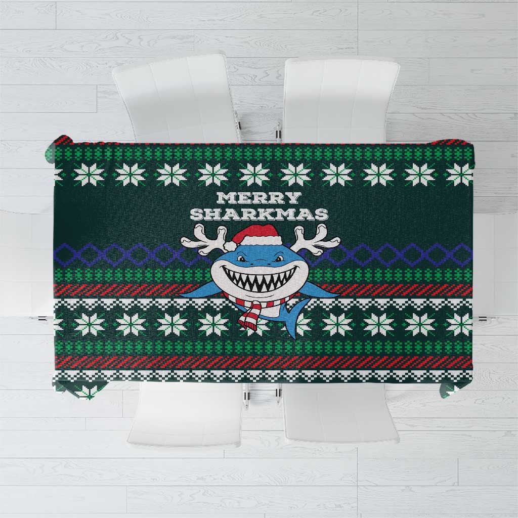 Merry Sharkmas Christmas Tablecloth Xmas Holiday Patterns - Wonder Print Shop