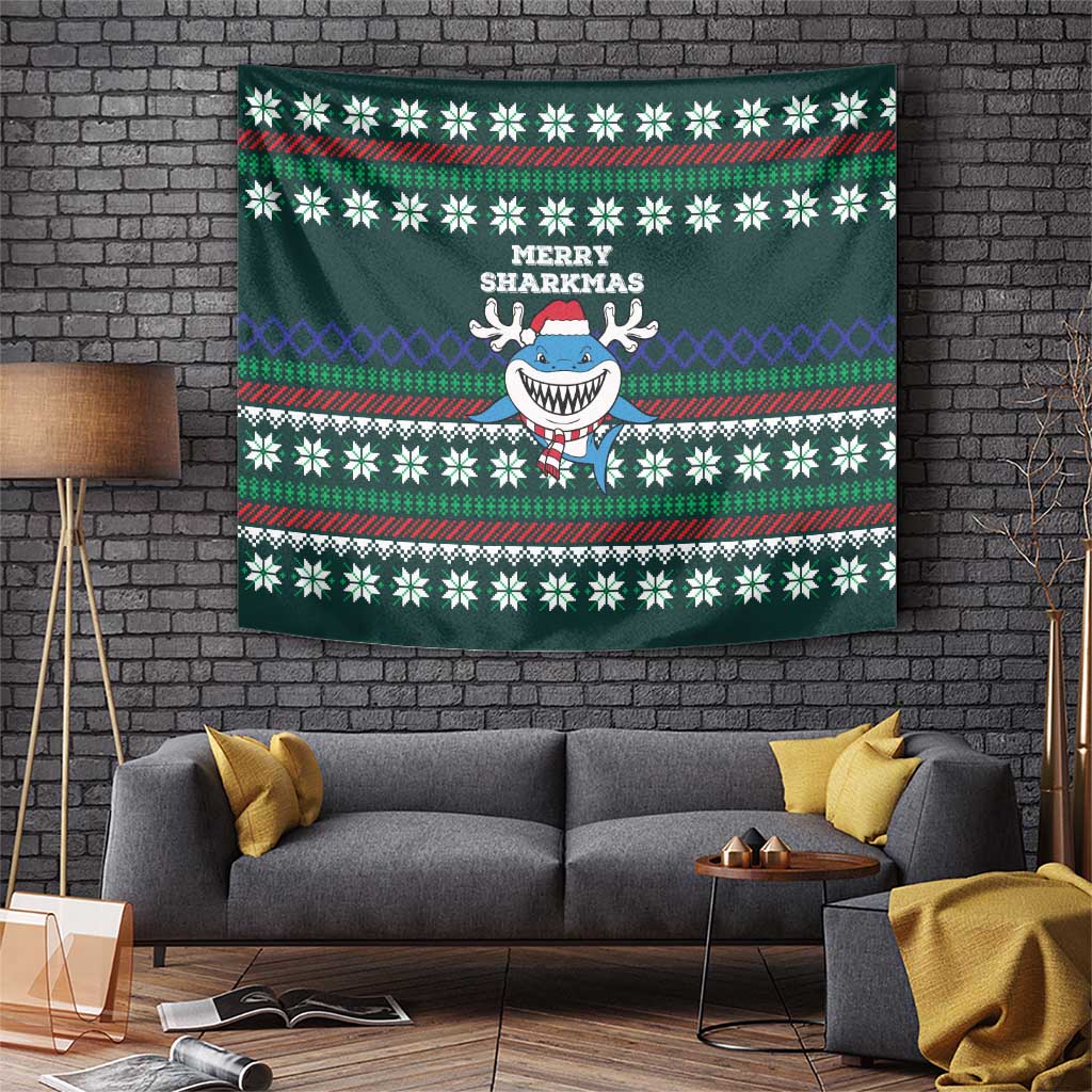 Merry Sharkmas Christmas Tapestry Xmas Holiday Patterns - Wonder Print Shop