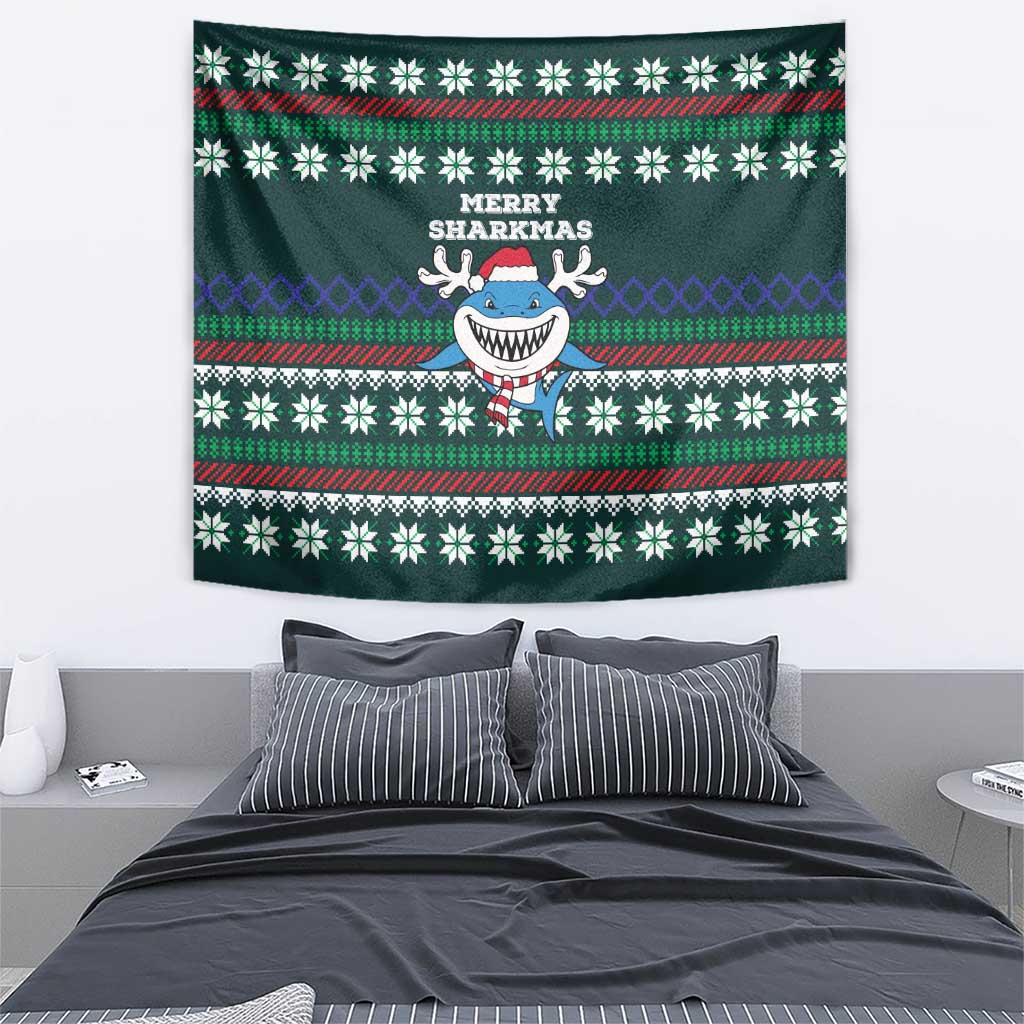 Merry Sharkmas Christmas Tapestry Xmas Holiday Patterns - Wonder Print Shop