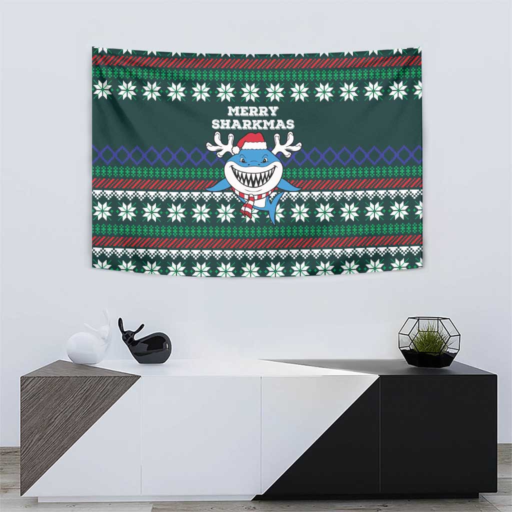 Merry Sharkmas Christmas Tapestry Xmas Holiday Patterns - Wonder Print Shop