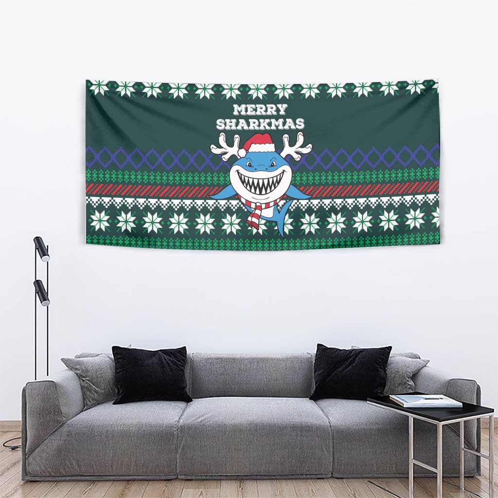 Merry Sharkmas Christmas Tapestry Xmas Holiday Patterns - Wonder Print Shop