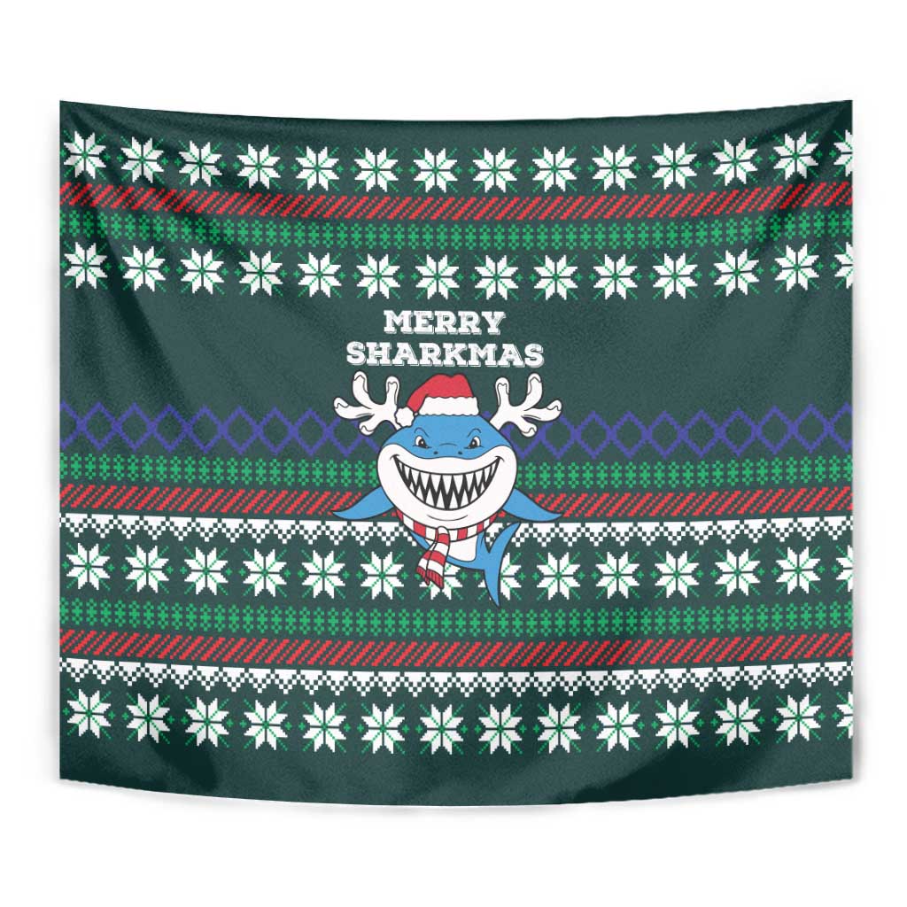 Merry Sharkmas Christmas Tapestry Xmas Holiday Patterns - Wonder Print Shop