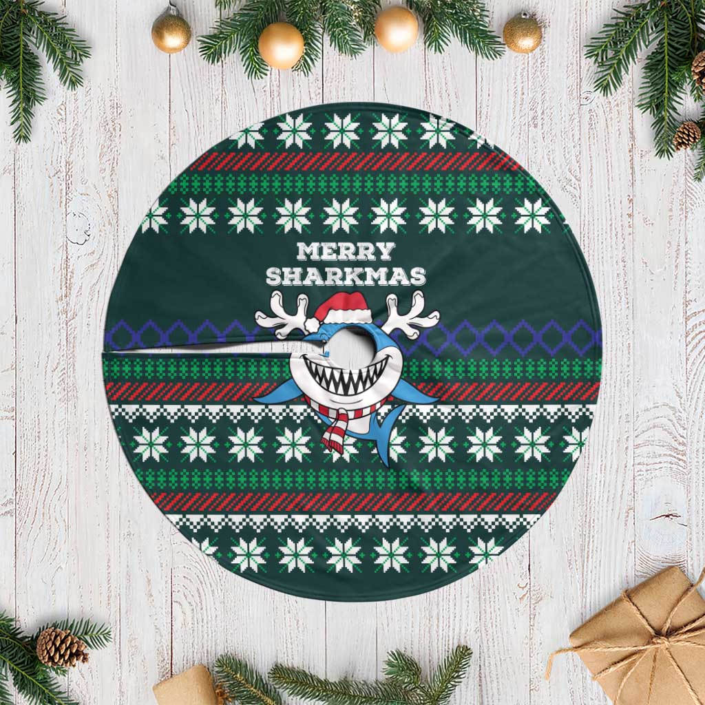 Merry Sharkmas Christmas Tree Skirt Xmas Holiday Patterns - Wonder Print Shop