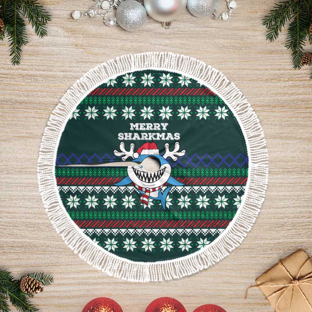 Merry Sharkmas Christmas Tree Skirt Xmas Holiday Patterns - Wonder Print Shop