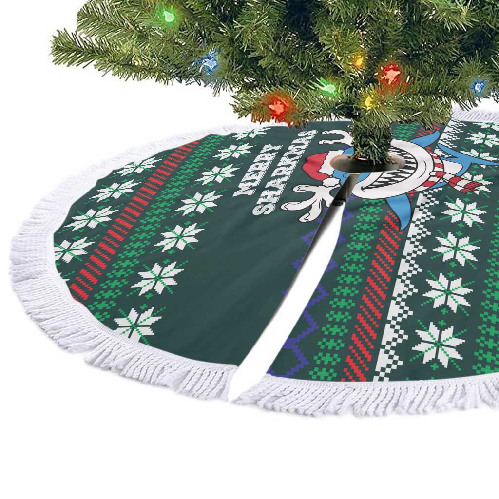 Merry Sharkmas Christmas Tree Skirt Xmas Holiday Patterns - Wonder Print Shop