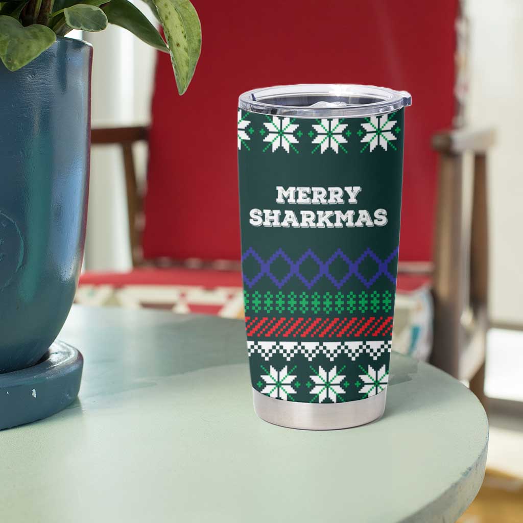 Merry Sharkmas Christmas Tumbler Cup Xmas Holiday Patterns - Wonder Print Shop
