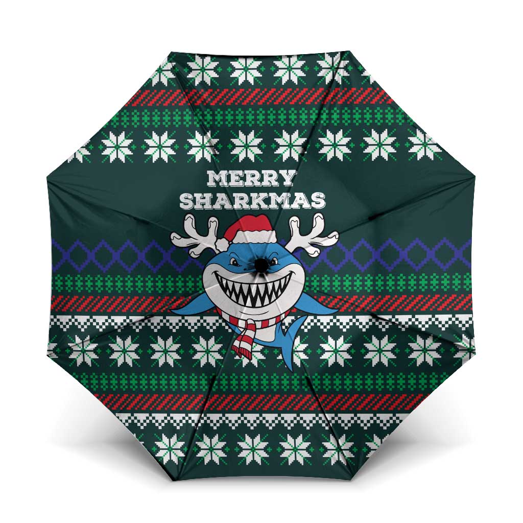 Merry Sharkmas Christmas Umbrella Xmas Holiday Patterns - Wonder Print Shop