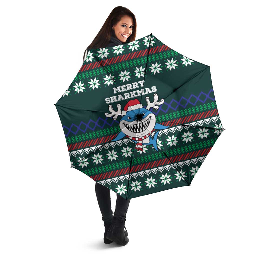 Merry Sharkmas Christmas Umbrella Xmas Holiday Patterns - Wonder Print Shop