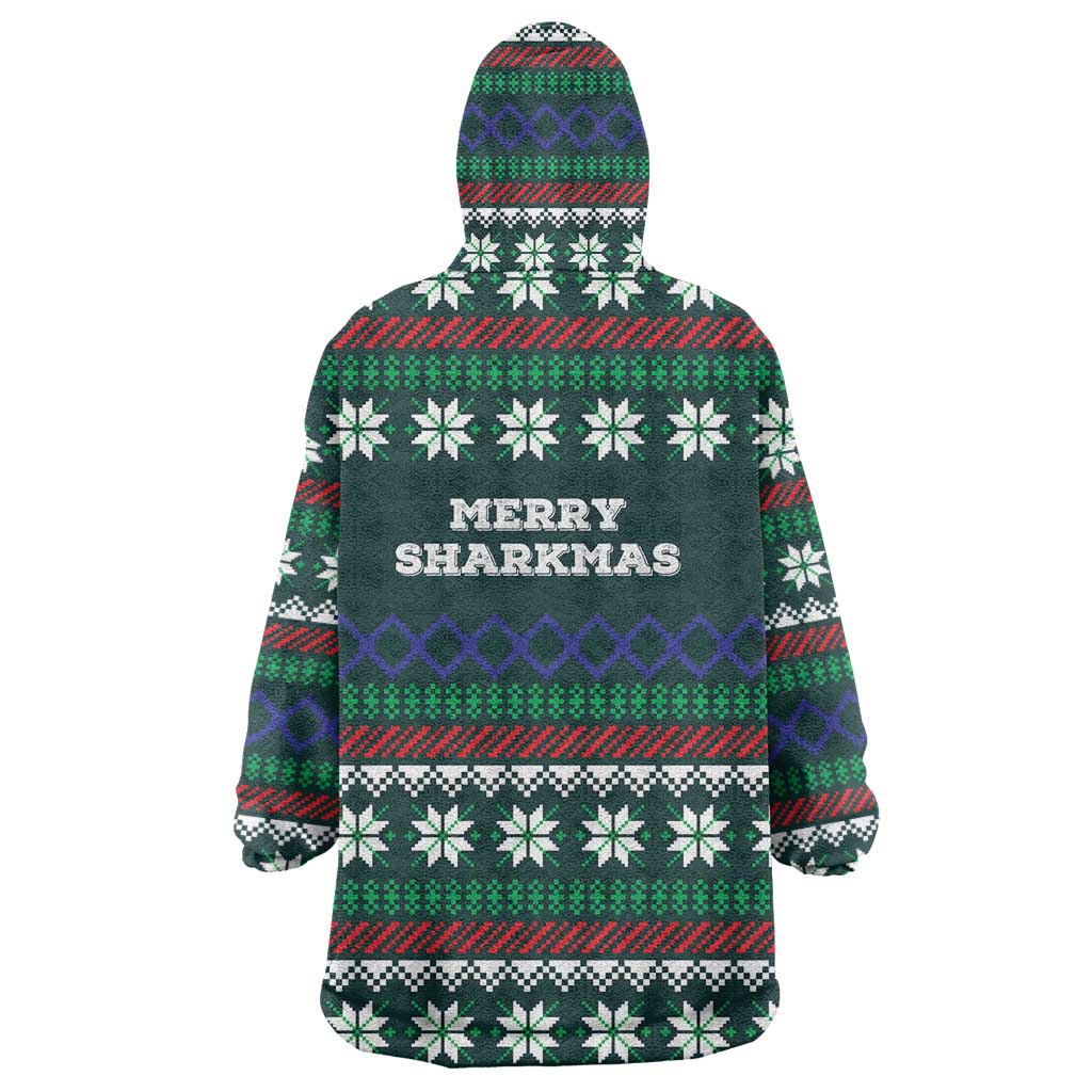 Merry Sharkmas Christmas Wearable Blanket Hoodie Xmas Holiday Patterns - Wonder Print Shop