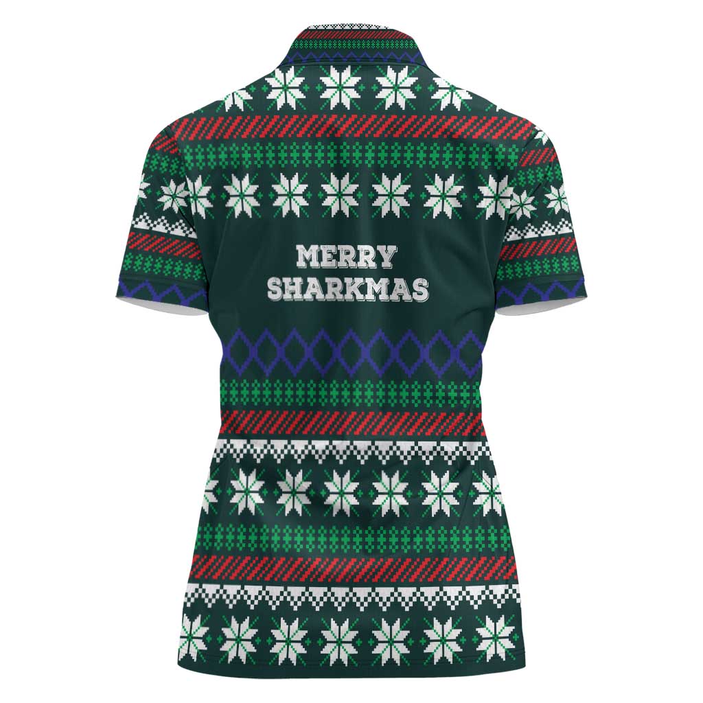 Merry Sharkmas Christmas Women Polo Shirt Xmas Holiday Patterns - Wonder Print Shop