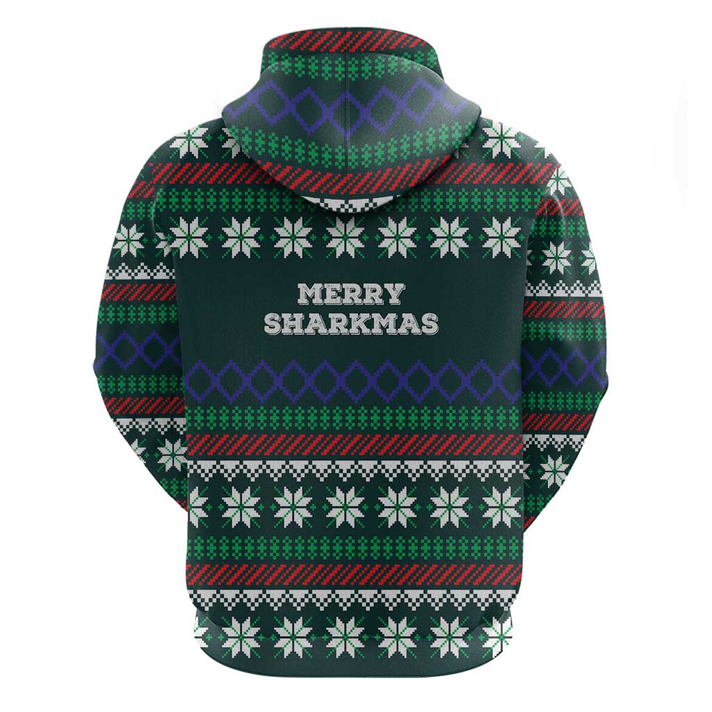 Merry Sharkmas Christmas Zip Hoodie Xmas Holiday Patterns - Wonder Print Shop