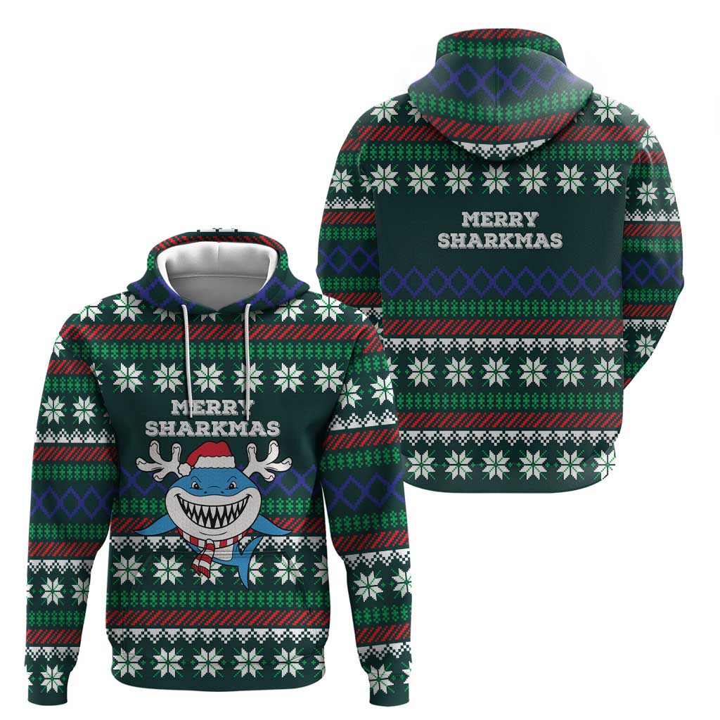 Merry Sharkmas Christmas Zip Hoodie Xmas Holiday Patterns - Wonder Print Shop