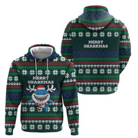 Merry Sharkmas Christmas Zip Hoodie Xmas Holiday Patterns - Wonder Print Shop