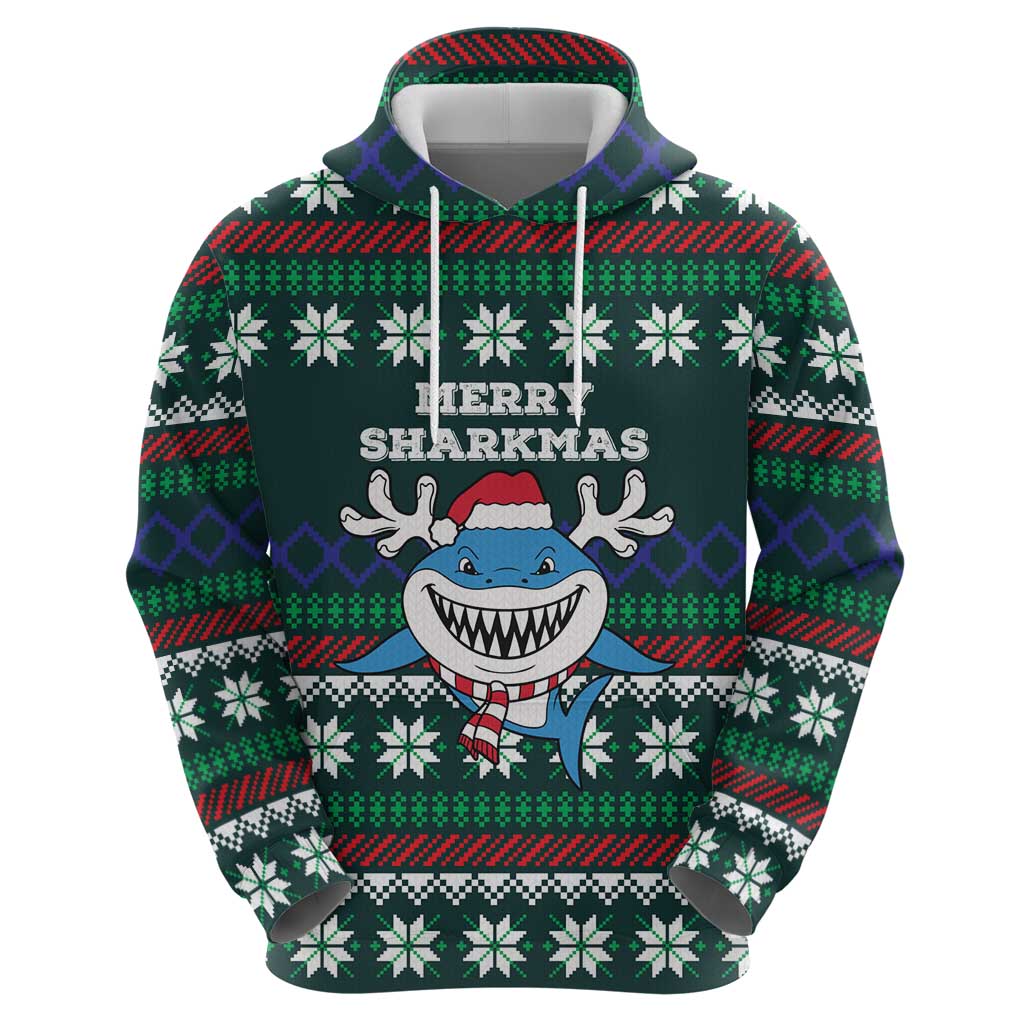 Merry Sharkmas Christmas Zip Hoodie Xmas Holiday Patterns - Wonder Print Shop