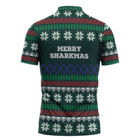 Merry Sharkmas Christmas Zipper Polo Shirt Xmas Holiday Patterns - Wonder Print Shop
