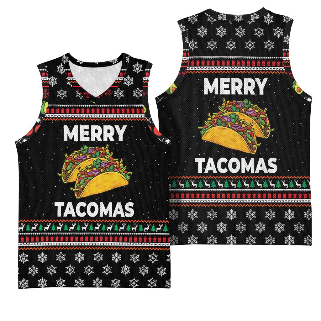 Merry Tacomas Christmas Basketball Jersey Xmas Holiday Patterns - Wonder Print Shop