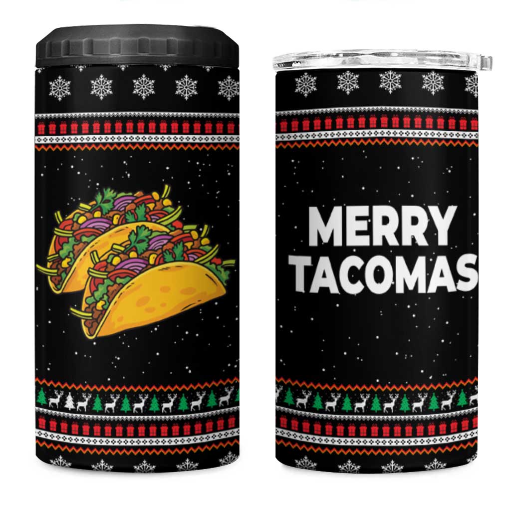 Merry Tacomas Christmas 4 in 1 Can Cooler Tumbler Xmas Holiday Patterns - Wonder Print Shop