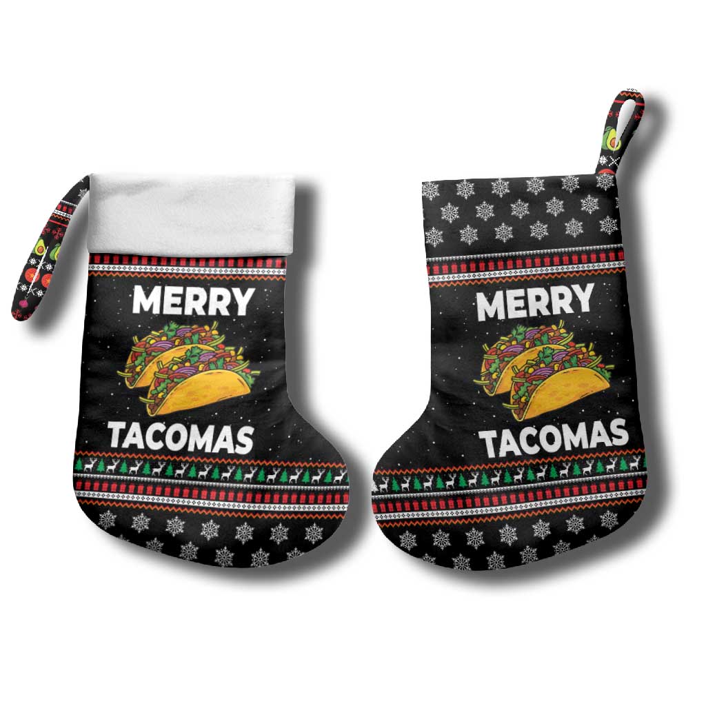 Merry Tacomas Christmas Stocking Xmas Holiday Patterns - Wonder Print Shop