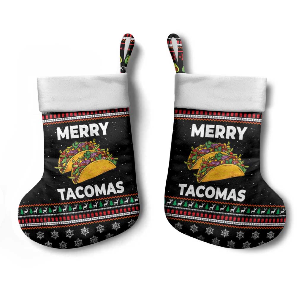 Merry Tacomas Christmas Stocking Xmas Holiday Patterns - Wonder Print Shop