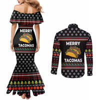Merry Tacomas Christmas Couples Matching Mermaid Dress and Long Sleeve Button Shirt Xmas Holiday Patterns - Wonder Print Shop