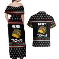 Merry Tacomas Christmas Couples Matching Off Shoulder Maxi Dress and Hawaiian Shirt Xmas Holiday Patterns - Wonder Print Shop
