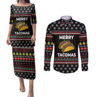 Merry Tacomas Christmas Couples Matching Puletasi and Long Sleeve Button Shirt Xmas Holiday Patterns - Wonder Print Shop
