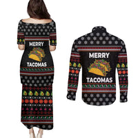 Merry Tacomas Christmas Couples Matching Puletasi and Long Sleeve Button Shirt Xmas Holiday Patterns - Wonder Print Shop