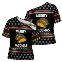 Merry Tacomas Christmas Cross Shoulder Shirt Xmas Holiday Patterns - Wonder Print Shop