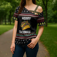 Merry Tacomas Christmas Cross Shoulder Shirt Xmas Holiday Patterns - Wonder Print Shop