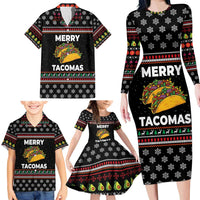 Merry Tacomas Christmas Family Matching Long Sleeve Bodycon Dress and Hawaiian Shirt Xmas Holiday Patterns - Wonder Print Shop