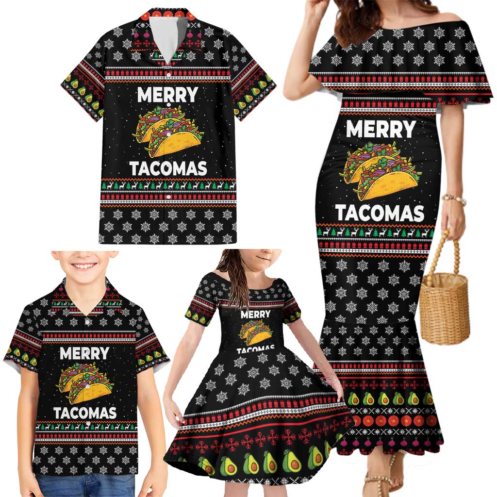 Merry Tacomas Christmas Family Matching Mermaid Dress and Hawaiian Shirt Xmas Holiday Patterns - Wonder Print Shop