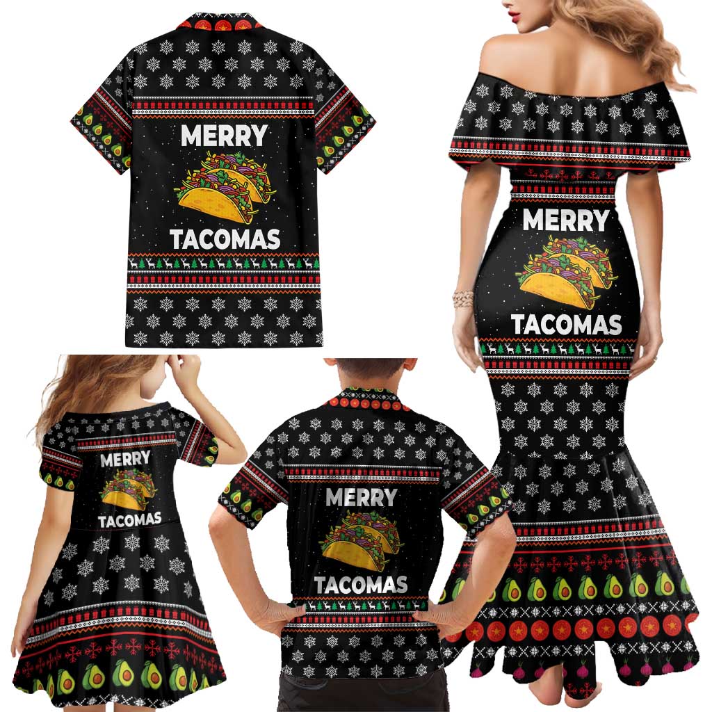 Merry Tacomas Christmas Family Matching Mermaid Dress and Hawaiian Shirt Xmas Holiday Patterns - Wonder Print Shop