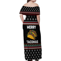 Merry Tacomas Christmas Family Matching Off Shoulder Maxi Dress and Hawaiian Shirt Xmas Holiday Patterns - Wonder Print Shop