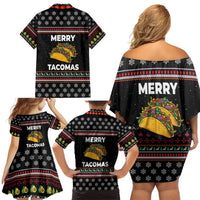 Merry Tacomas Christmas Family Matching Off Shoulder Short Dress and Hawaiian Shirt Xmas Holiday Patterns - Wonder Print Shop