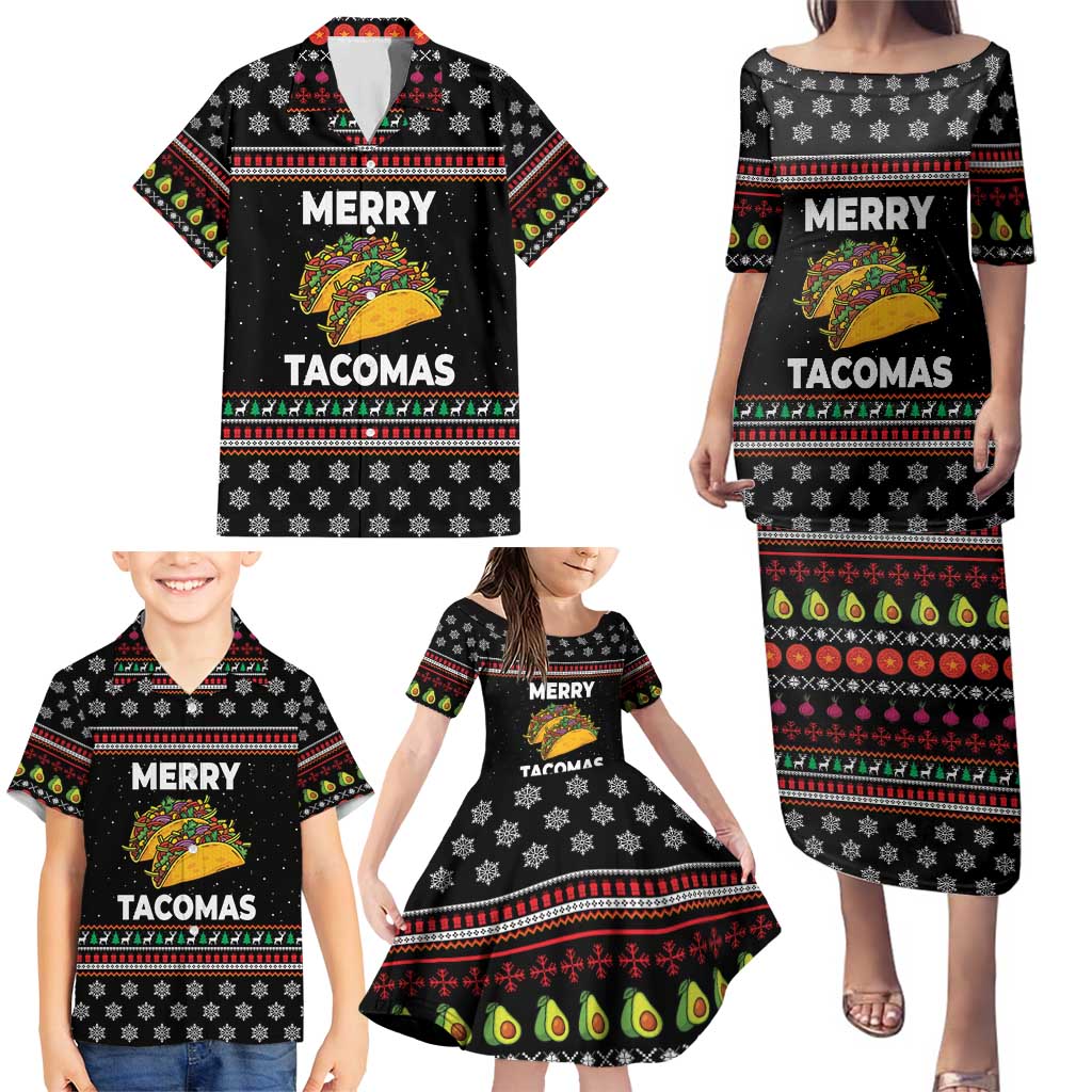 Merry Tacomas Christmas Family Matching Puletasi and Hawaiian Shirt Xmas Holiday Patterns - Wonder Print Shop