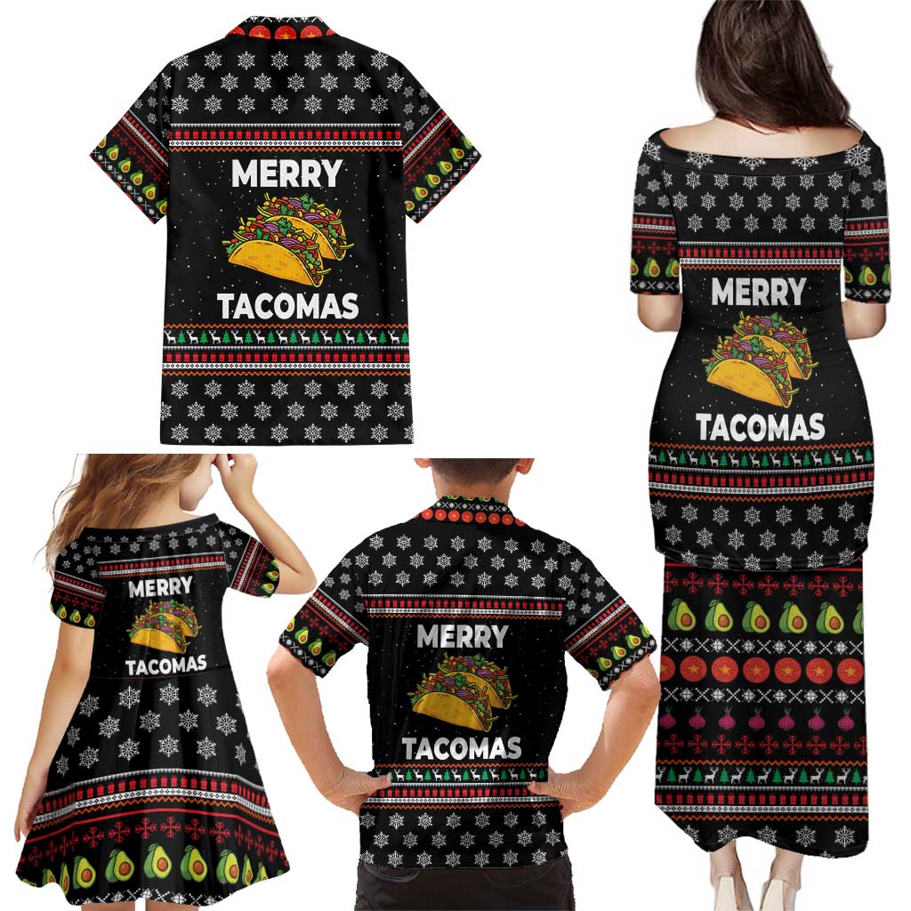 Merry Tacomas Christmas Family Matching Puletasi and Hawaiian Shirt Xmas Holiday Patterns - Wonder Print Shop