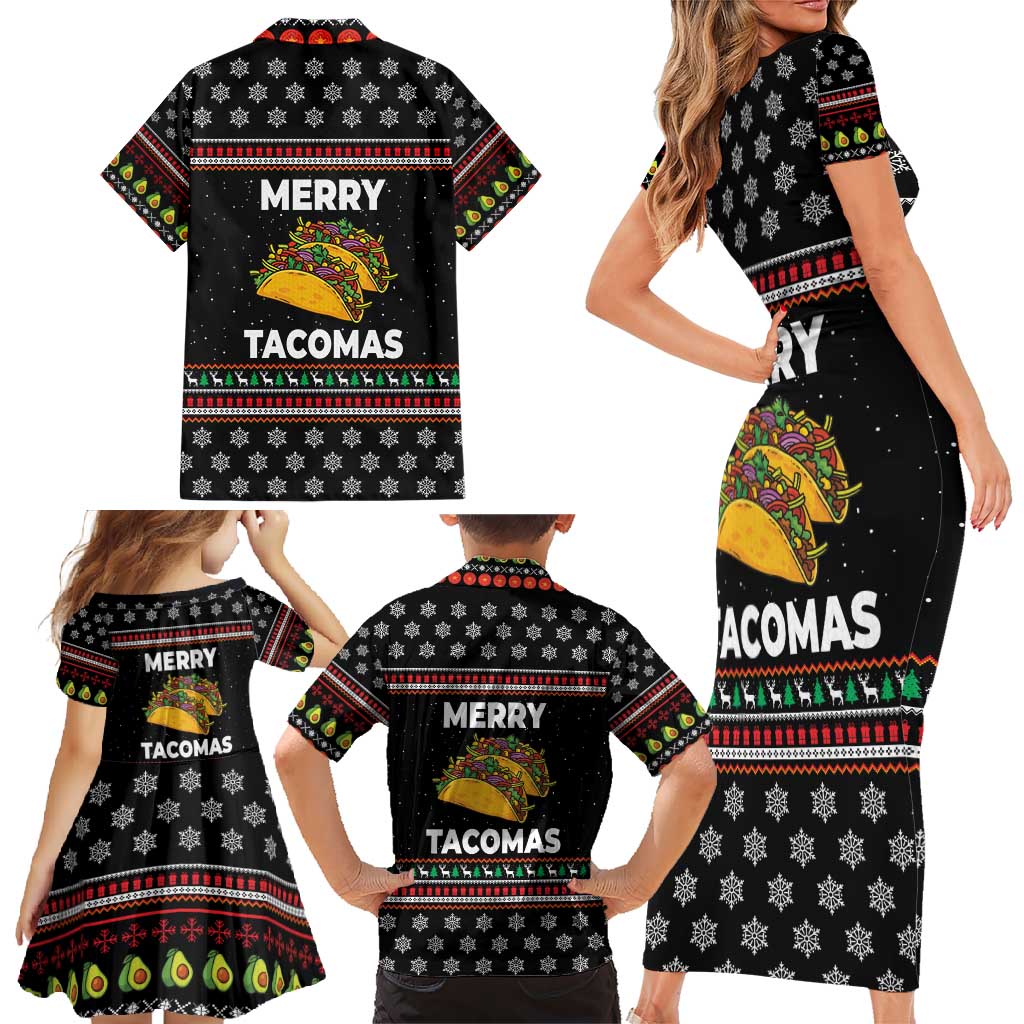 Merry Tacomas Christmas Family Matching Short Sleeve Bodycon Dress and Hawaiian Shirt Xmas Holiday Patterns - Wonder Print Shop