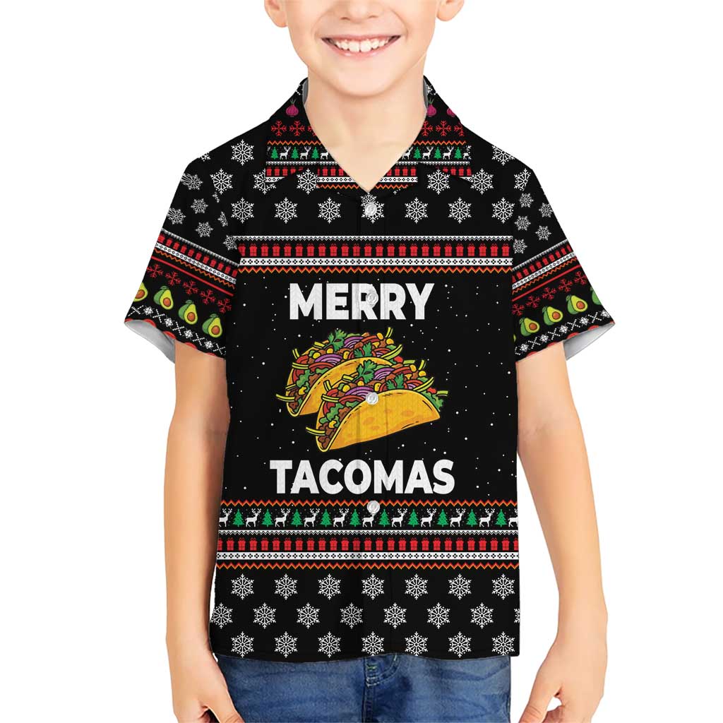 Merry Tacomas Christmas Family Matching Short Sleeve Bodycon Dress and Hawaiian Shirt Xmas Holiday Patterns - Wonder Print Shop
