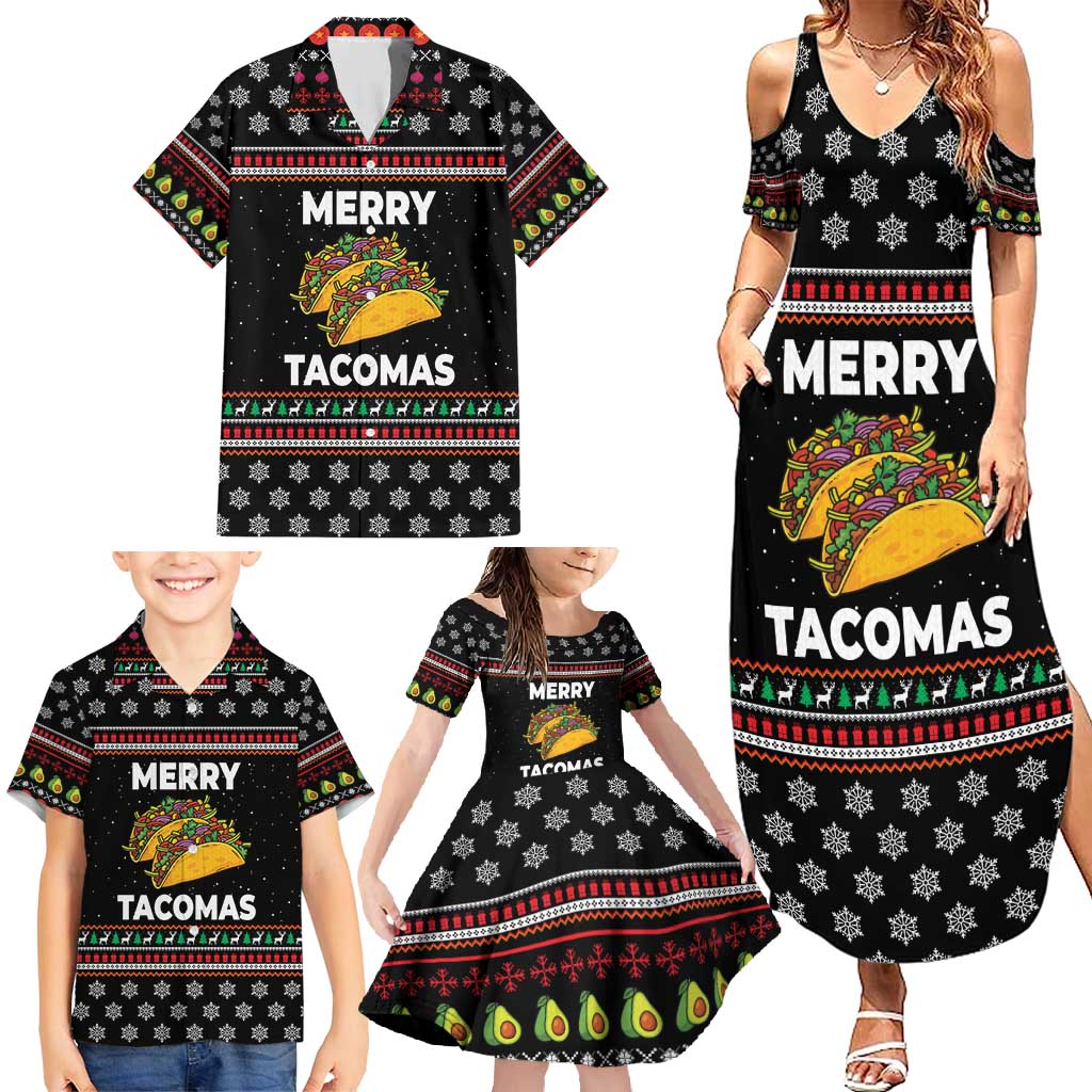 Merry Tacomas Christmas Family Matching Summer Maxi Dress and Hawaiian Shirt Xmas Holiday Patterns - Wonder Print Shop