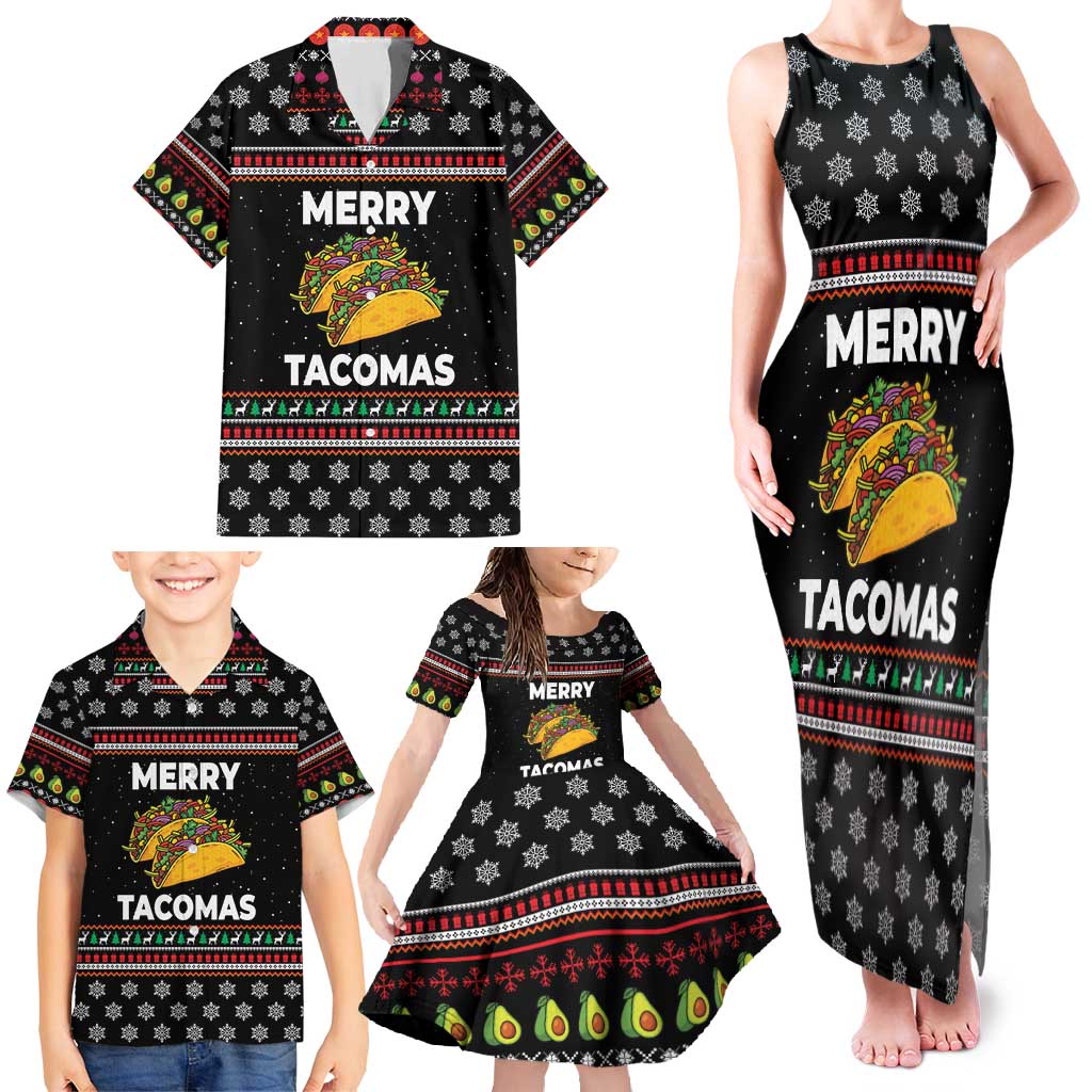 Merry Tacomas Christmas Family Matching Tank Maxi Dress and Hawaiian Shirt Xmas Holiday Patterns - Wonder Print Shop