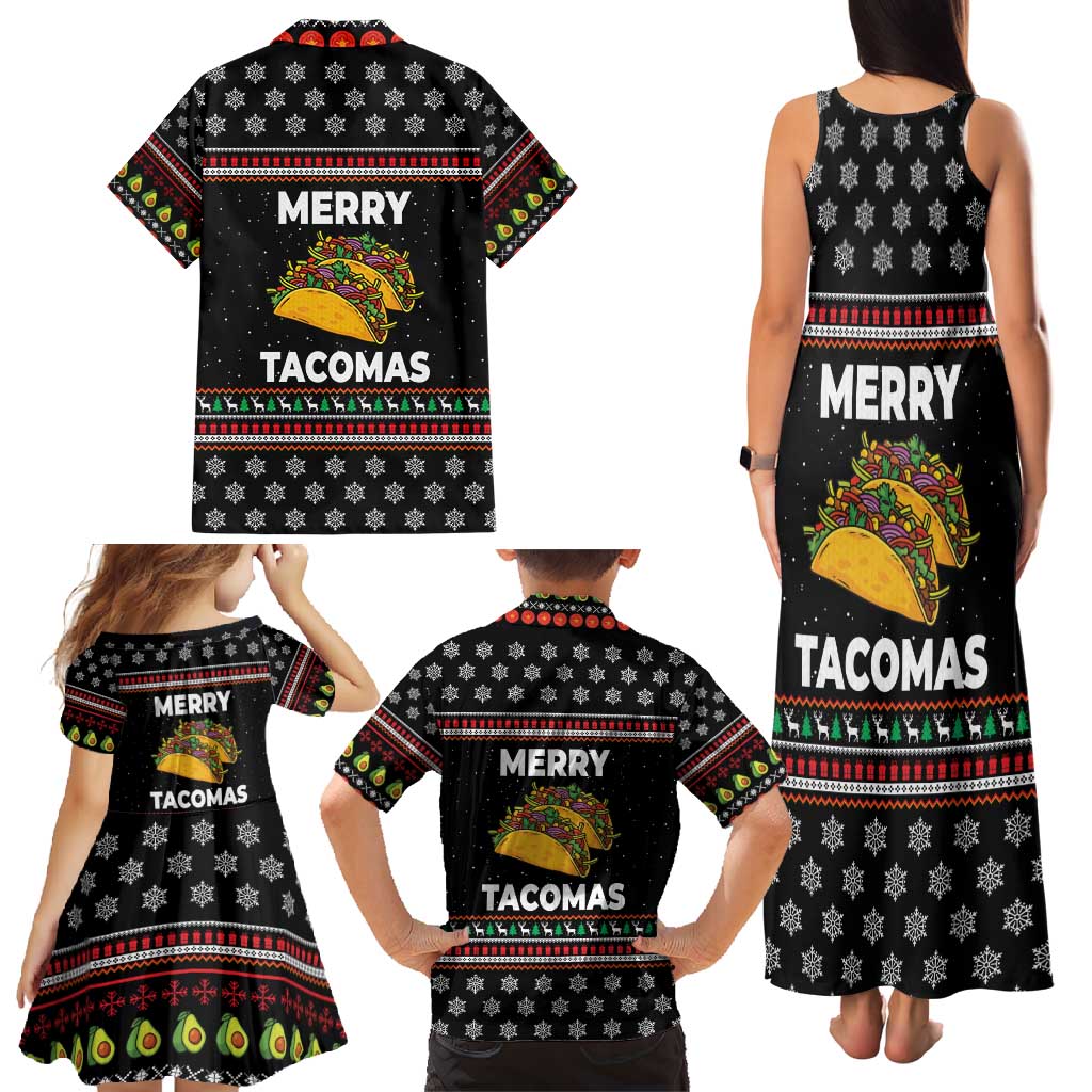Merry Tacomas Christmas Family Matching Tank Maxi Dress and Hawaiian Shirt Xmas Holiday Patterns - Wonder Print Shop